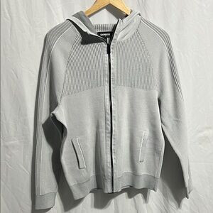 Express Men's Light Gray Zip-Up Sweater
